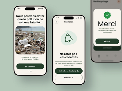 Ben Recyclage - Collecting domestic waste - Mobile App app design branding mobile app product design recycle ui uidesign ux uxdesign