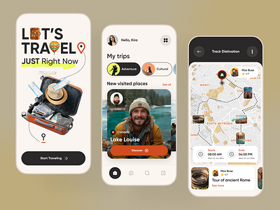 Travel service - Mobile App adventure booking mobile app mobile ui tour tourism tourist travel travel agency travel app trip ui ux vacation