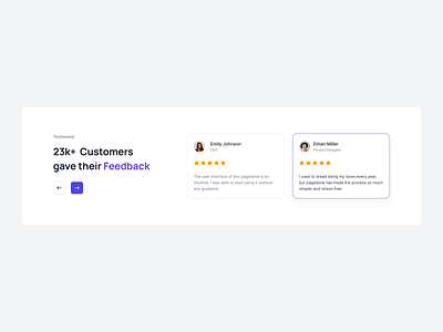 Heading and card slider block client testimonials customer reviews minimal design quote design testimonial section user feedback user interface