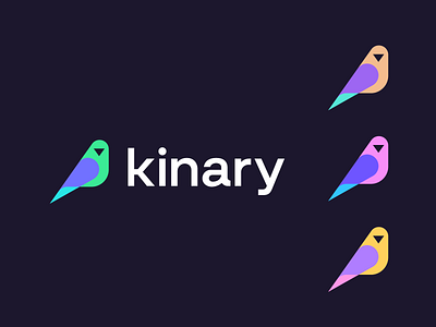 kinary abstract logo ai artificial intelligence bird colorful logo colourful logo geometric bird health kinary logo logo designer medical minimal bird minimal logo modern modern logo staryp logo