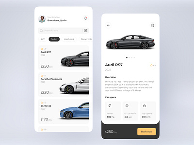 Car rental app app booking car ui ux