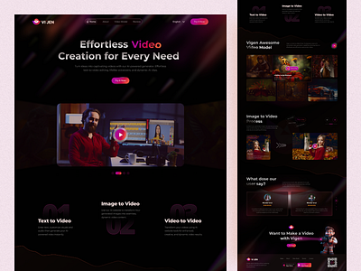 AI Video Generation Landing Page ai ai landing page ai video generation landing page landing page design uidesign uidesigner uiuxdesign video generation webdesign website