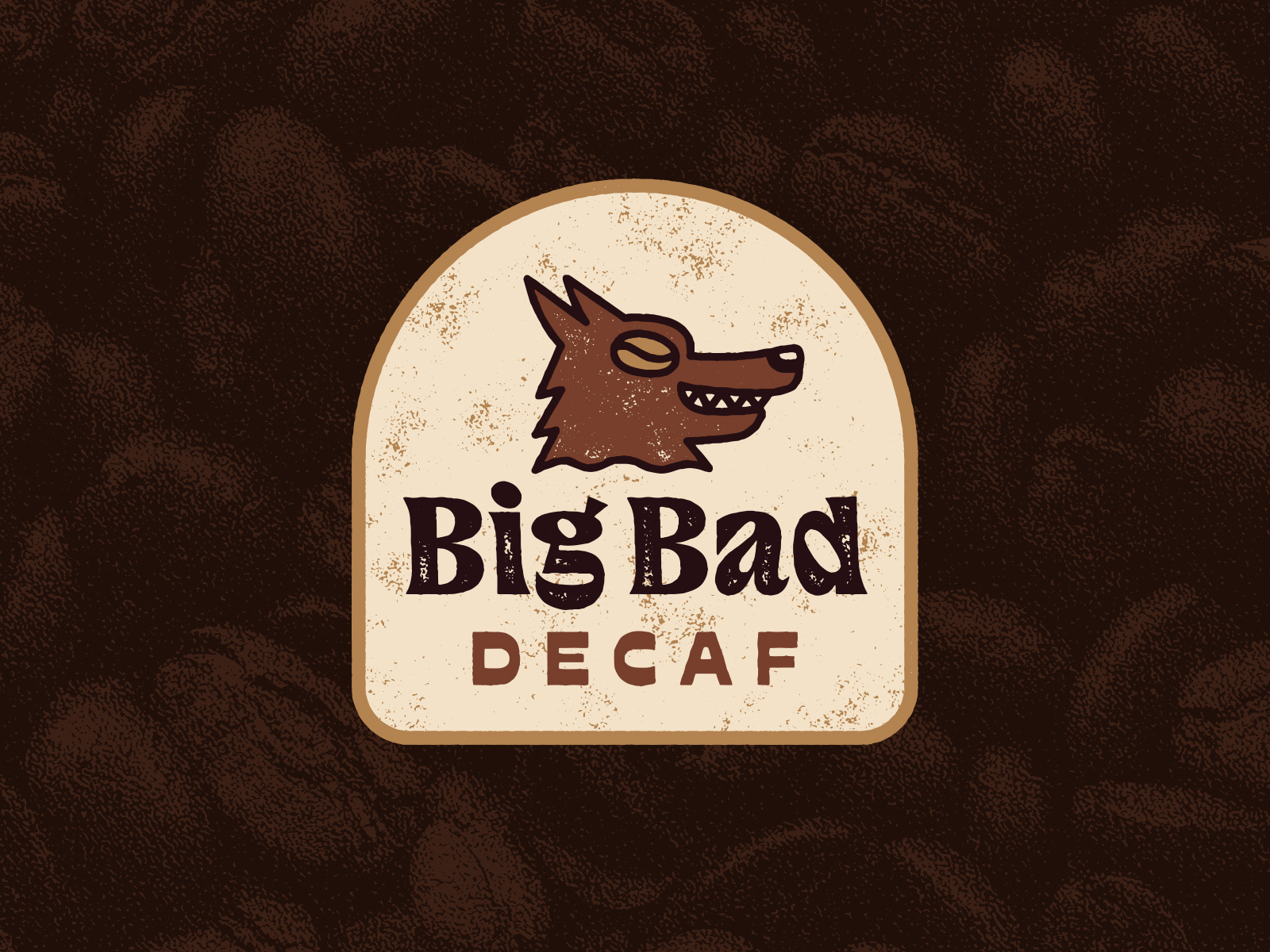 Big Bad Decaf badge beverage logo branding coffee coffee logo coffee roasters decaf decaf coffee graphic design grunge logo logo design retro stamp vintage wolf wolf logo
