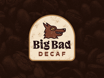 Big Bad Decaf badge beverage logo branding coffee coffee logo coffee roasters decaf decaf coffee graphic design grunge logo logo design retro stamp vintage wolf wolf logo