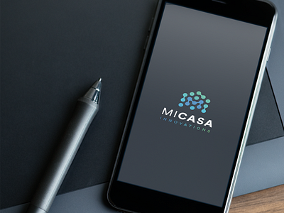 The logo "Micasa Innovations" designed by Ansysoft adobe illustrator adobe photoshop automatedrollershades expandintootherareas figma flexible highend homeautomation homeproductsandservices lighting logo premiumshades sellingandinstalling vision