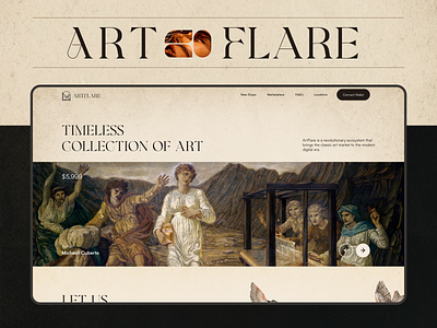 Artflare : Timeless Collection of Art 2024 3d animation art brand branding dailyui design graphic design illustration inspiration logo minimal motion graphics photoshop trending ui uidesign userinterface ux