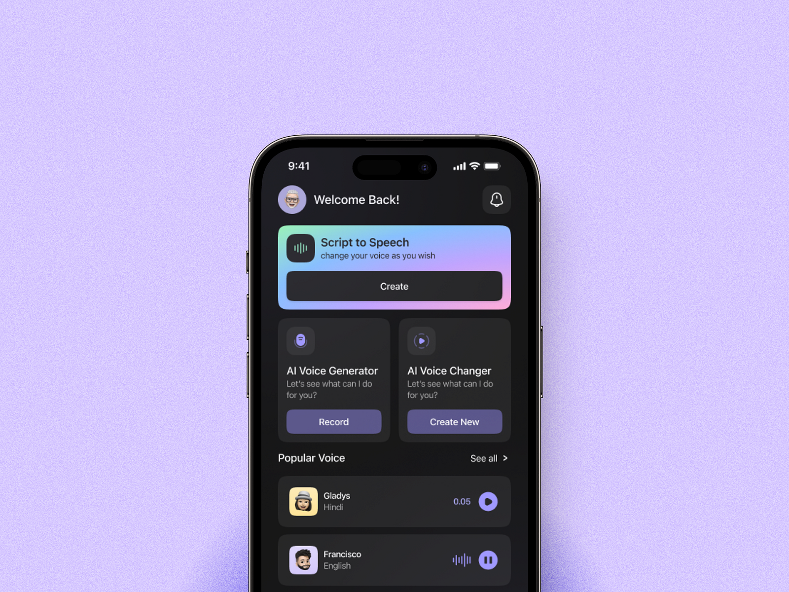 Sonic AI - AI Voice Generator App UI Kit by Dexy! on Dribbble