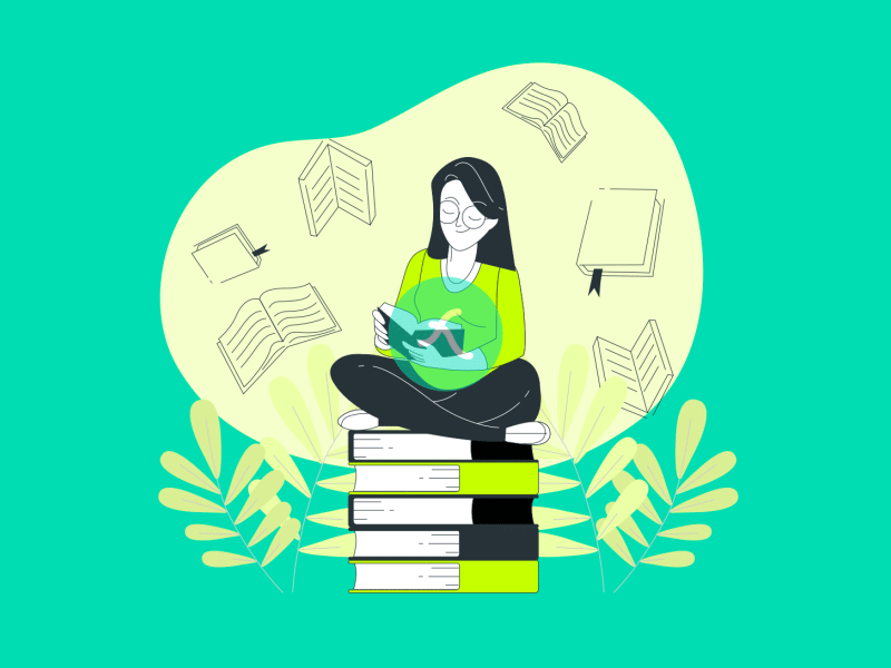 Girl reading book Lottie JSON animation animated animation custom gif html5 json landingpage load loader loading lottie lottiefilestore preloader webpage website