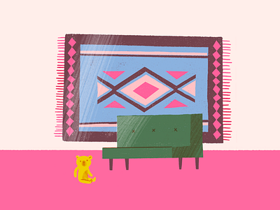 Carpet on the Wall carpet couch furniture illustration memories procreate retro sofa texture toy bear