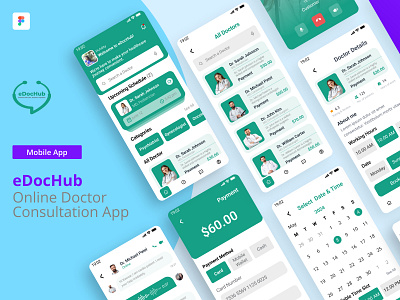 eDocHub App UI doctor consultation edochub online doctor consultation onlinedoctorappointmentapp ui ux