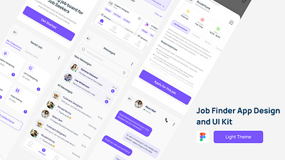 Job Finder App Design app screen application application design branding dashboard design design designkit graphic design illustration interaction design job search app landing page logo mobile app mobile design ui ux design uxui design website design