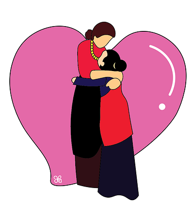 Digital Art of Nepali Sisters in Magar Attire digital art graphic love magar nepal sisters sticker