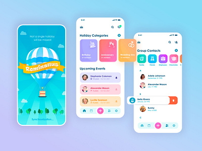 Reminalius - Mobile App Reminding About Holidays app mobile design ui ux web design