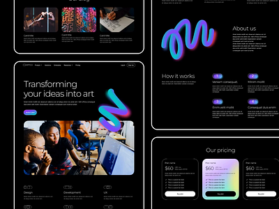 Artica - Creative Agency Webflow Template agency animation blog dark mode graphic design light mode lottie lottie animations neon portfolio pricing team ui violet web design