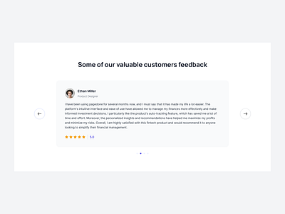 Single slide review with full description and background block client feedback client testimonials modern ui quote design testimonial section user feedback user interface