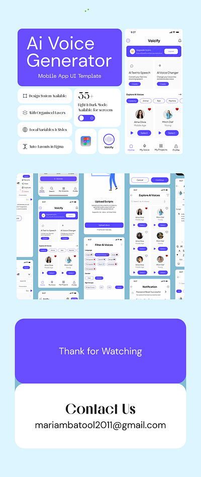 AI Voice Generator App ai ai voice ai voice generator apps figma notification ui ui design voice generator