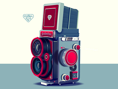 Rolleiflex camera cameragear gear illustration light photo poster print retro rolleiflex vintage