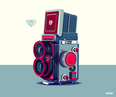 Rolleiflex camera cameragear gear illustration light photo poster print retro rolleiflex vintage