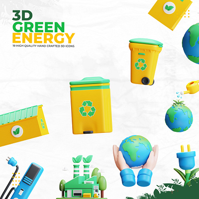 3D Green Energy Icon 3d eco friendly energy green icon