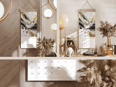 Wall Hanging Calendar Poster Mockup calendar hanging mockup page poster rope wall