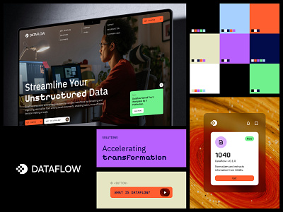 Dataflow - Route 2 Exploration app b2b bento clean colors design design language grid landing page macbook mockup product saas typography ui ux web web app websiste website