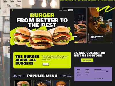 Burger | Website Design app branding design food graphic design hamburger illustration logo ui ui design ux design vector web design