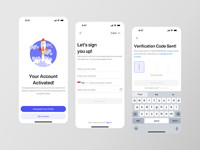 WalletIn - E-Wallet Mobile App [Sign Up Page] app app design clean design e wallet app finance mobile mobile design register sign up success state template typing ui ui design ux verification code wallet