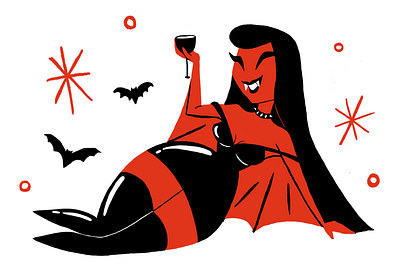 VAMP 2d 2d art 60style character design desenho digital illustration flat flat illustration halloween illustration monster pinup spooky upa upa style vamp vampire