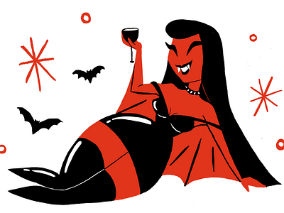 VAMP 2d 2d art 60style character design desenho digital illustration flat flat illustration halloween illustration monster pinup spooky upa upa style vamp vampire