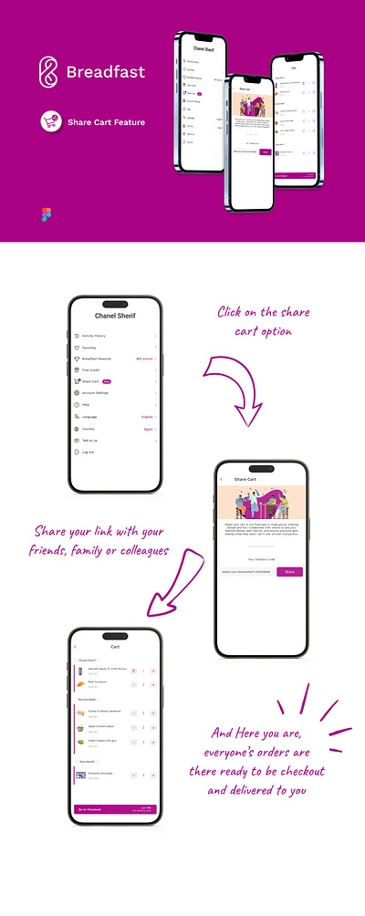 Breadfast Share Cart Feature design feature food food ordering mobile app new order ux ux designer uxui