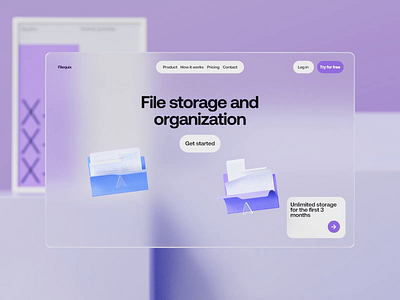 Cloud Storage Landing Page 3d 3d render animation clean cloud storage daily render design frost glassmorphism landing page minimal ui ux visual design web design