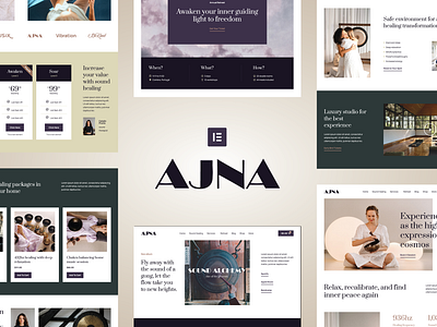 Ajna - Sound Healing & Music Therapy Elementor Pro Template Kit artist audio clean coach counsellor ecommerce healing health inspiration life coach meditation music retreal sound spiritual template therapy wellness wordpress yoga studio