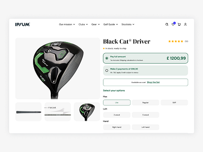 Ecommerce Product Page Design cart checkout e commerce ecommerce golf online store product page product page design shopify shopify product page design web page