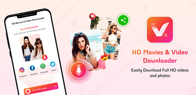 HD Movies & Video Downloader 3d animation branding design downloading graphic design logo motion graphics movies ui video