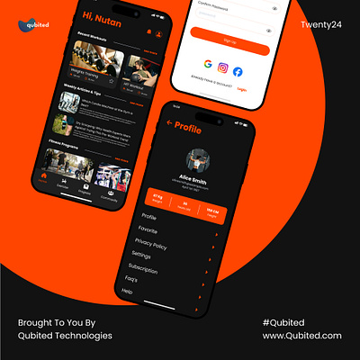 Fitness App Design animation app design design and development company design screens fitness graphic design logo qubited ui uiux