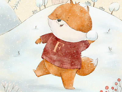 Winter Fox Kid's Illustration animal character animal illustration character design children book children illustration children publishing cute illustration fox illustration illustration kid illustration kidlitart procreate story book illustration watercolor winter illustration