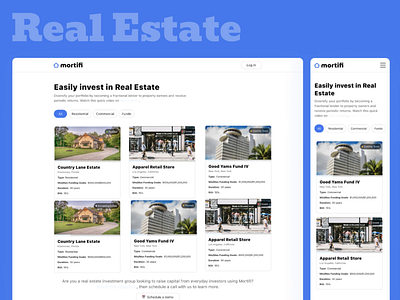 Real Estate Web and Mobile landing page mobile design real estate ui web design