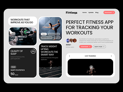 Fitness tracking app app app ui design fitness landing tracker ui ux web design website workout