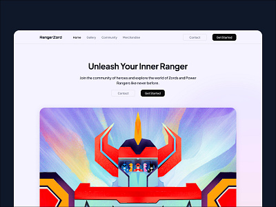 RangerZord Hero Section Concept concept hero hobby icon illustration landingpage mecha renger robot ui ux web website