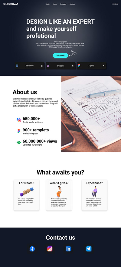 Landing Page branding graphic design ui