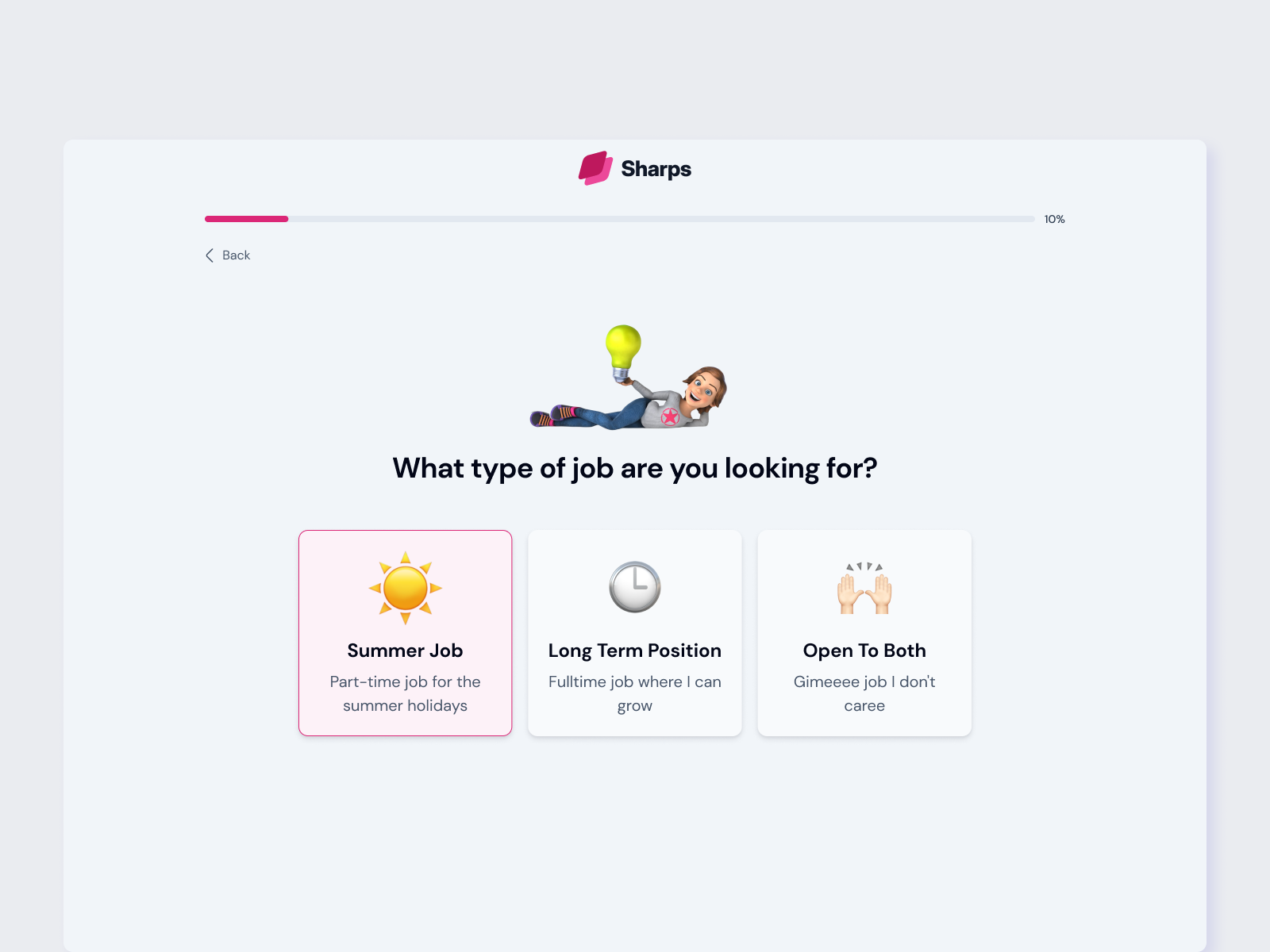 Job Preferences Selection - Playful Onboarding Screen UI branding clean ui job job seeking job selection kishor kumar khadka minimal nepali designer product design ui
