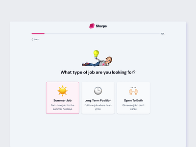 Job Preferences Selection - Playful Onboarding Screen UI branding clean ui job job seeking job selection kishor kumar khadka minimal nepali designer product design ui