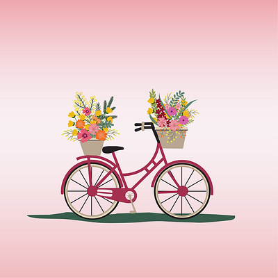 Vector design of cycle with flower basket