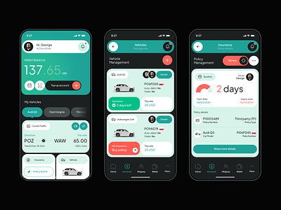 #3 Concepts / CarPass app application auto automotive car dashboard design highway insurance map mobile mobileapp phone road route toll ui ux vehicle wallet