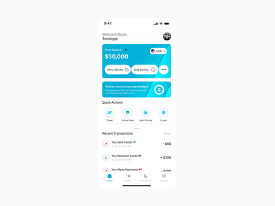 Mobile Home Page - Wiremoney design finance fintech ui ui design ux ux design