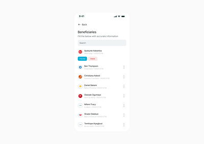 Mobile Beneficiary Details - Wiremoney beneficiary details design finance fintech ui ui design ux ux design