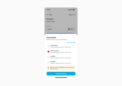 Choose Bank Modal design ui ui design ux ux design