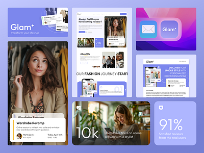 Glam app branding landing logo ui uiux