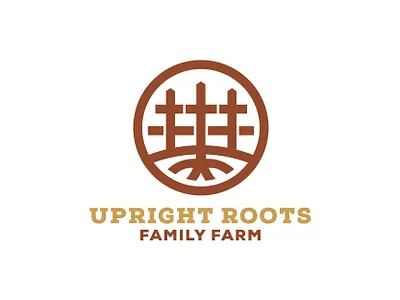 Upright Roots Logo unused 2 brand branding calvary concept creative cross design faith farm fence graphic design identity identity design logo logo design roots
