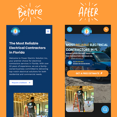 Power Electric Solution's Before & After branding design graphic design illustration logo ui web design webdesign website design website development websitedesign wordpress wordpress website